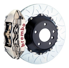 Load image into Gallery viewer, Brembo 05-07 Quattroporte Rear GTR BBK 4 Piston Billet 380x28 2pc Rotor Slotted Type3- Nickel