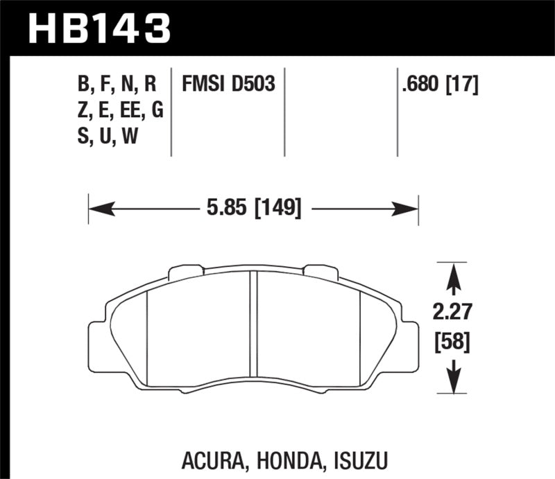 Hawk 97-01 Honda Prelude HP+ Street Front Brake Pads