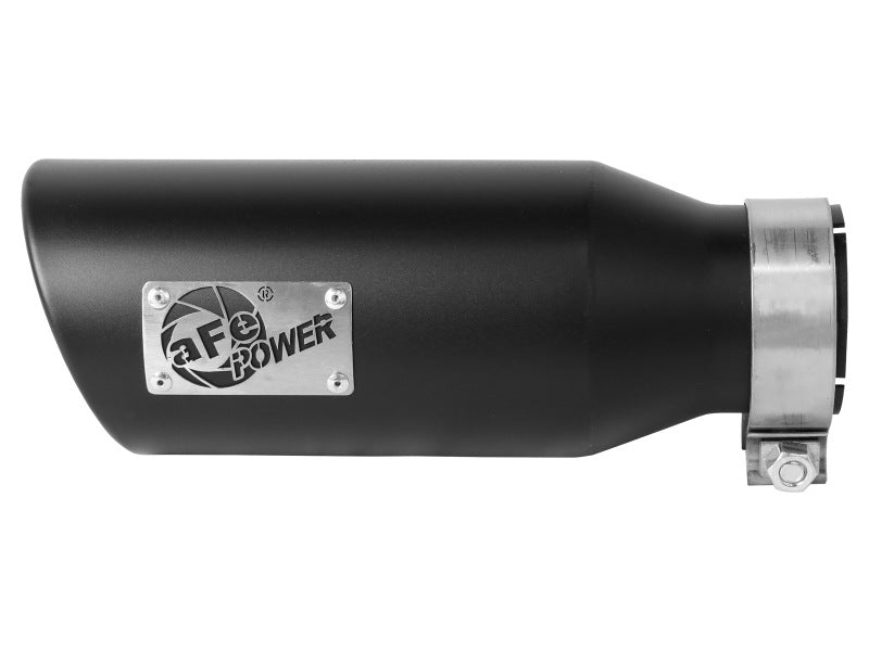 aFe MACH Force-Xp 304 Stainless Steel Clamp-on Exhaust Tip Black 3in Inletx4-1/2in Outletx12in L