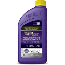 Load image into Gallery viewer, Royal Purple Premium Synthetic High Performance Multi-Grade 0W20 Motor Oil - 1 Quart