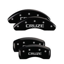 Load image into Gallery viewer, MGP 4 Caliper Covers Engraved Front &amp; Rear Cruze Black finish silver ch