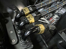 Load image into Gallery viewer, GReddy AN08 150 DEGREE HOSE END SWIVEL BLACK/GOLD ANODIZED