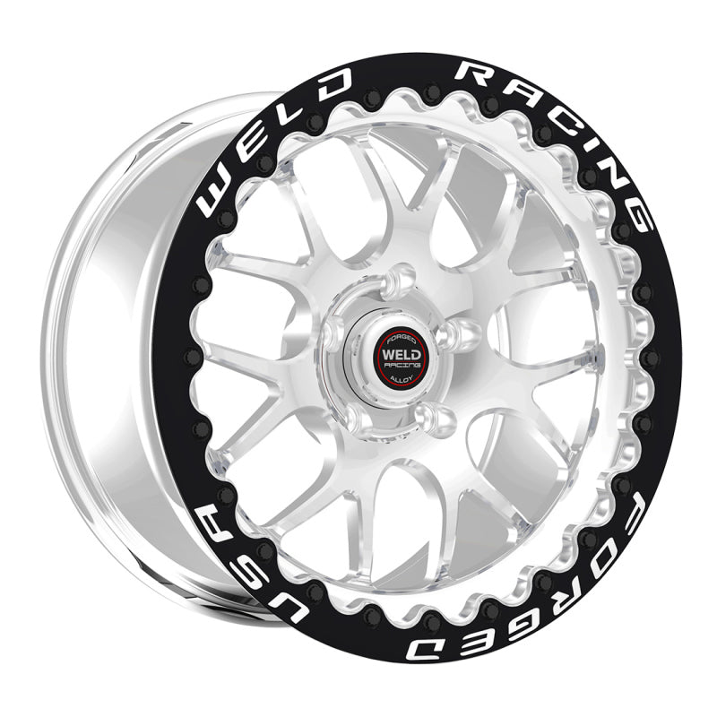 Weld S77 17x11 / 5x4.75 BP / 7.7in. BS Polished Wheel (High Pad) - Black Single Beadlock