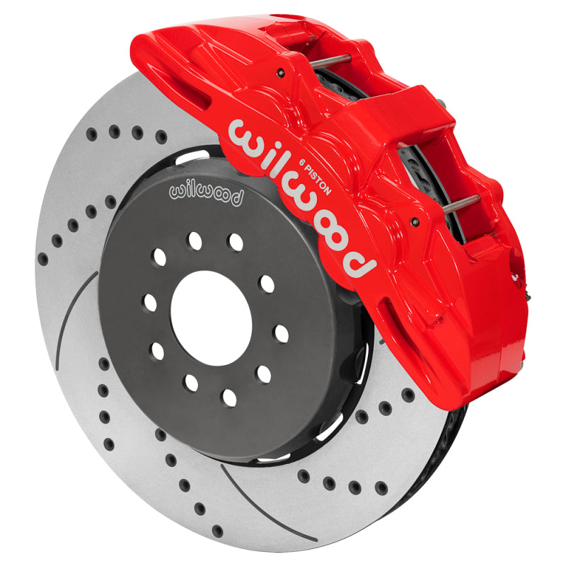 Wilwood Ford Mustang II Ford SX6R Front Brake Kit w/ 15.00in Drilled & Slotted Rotor - Red