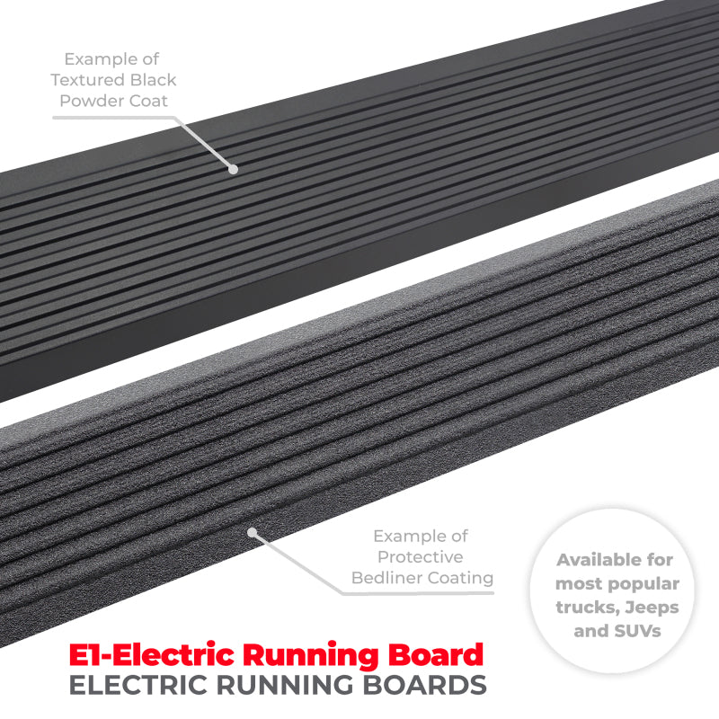 Go Rhino 15-23 Ford F-150 CC 4dr / 17-22 F-250/350 SD CC 4dr E-BOARD E1 Running Board Kit - Tex. Blk