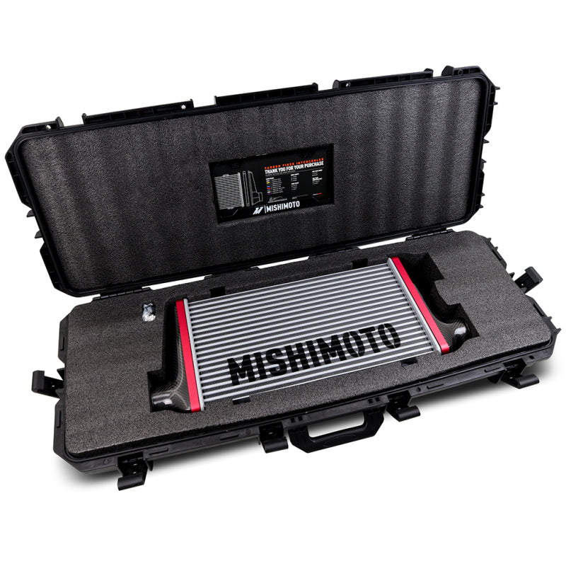 Mishimoto Universal Carbon Fiber Intercooler - Gloss Tanks - 525mm Silver Core - C-Flow - BL V-Band