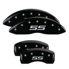 Load image into Gallery viewer, MGP 4 Caliper Covers Engraved Front &amp; Rear Monte Carlo style/SS Black finish silver ch