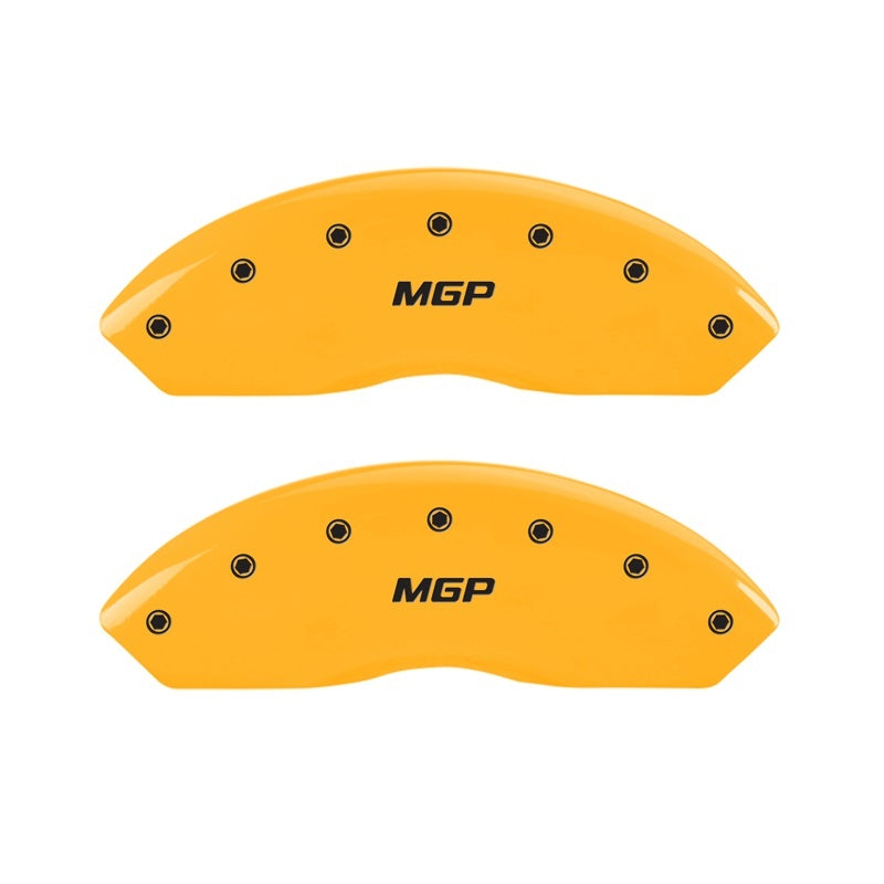 MGP 2 Caliper Covers Engraved Front MGP Yellow Finish Black Characters 2006 Jeep Wrangler