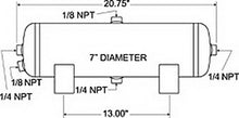 Load image into Gallery viewer, Firestone Air Tank 3 Gallon 7in. x 20.75in. (3) 1/4in. NPT Ports 150 PSI Max - Black (WR17609245)