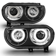 Load image into Gallery viewer, ANZO 2008-2014 Dodge Challenger Projector Headlights w/ Halo Black (CCFL)