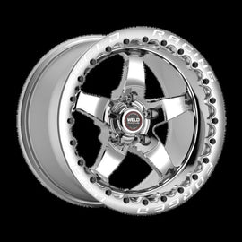 Weld S71 17X11 / 5X115 BP / 6.2in BS Polished Wheel (High Pad) - Polished Single Beadlock MT