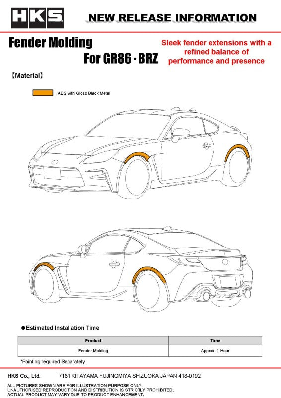 HKS 2022+ Toyota GR86 / Subaru BRZ Fender Molding Kit