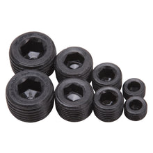 Load image into Gallery viewer, Edelbrock Fittings Pipe Plug Kit Internal Allen Head 1/8In 1/4In 3/8In 1/2In NPT Set of 8 Black