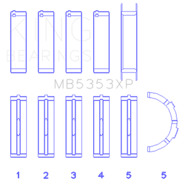 King Engine Bearings Ford 281 4.6L Sohc 16V (Size +0.50mm) Main Bearing Set