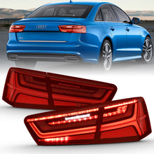 Load image into Gallery viewer, ANZO 2012-2018 Audi A6 LED Taillight Black Housing Red/Clear Lens 4 pcs (Sequential Signal)