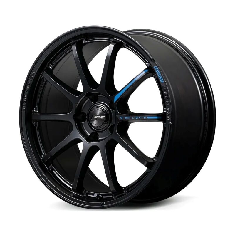 Gram Lights 57NR LIMITED II 18x8.5 +22 5-112 Semigloss Black Wheel w/ Black Cap/Stickers/Air Valve