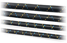 Load image into Gallery viewer, GReddy AN12 REUSABLE HOSE NYLON BRAIDED BLACK/GOLD/BLUE (PRICED PER FOOT)