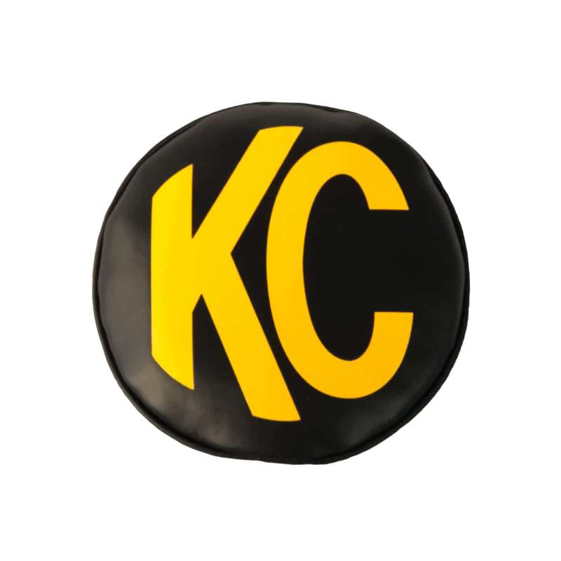 KC HiLiTES 6in. Round Soft Cover (Pair) - Black w/Yellow KC Logo