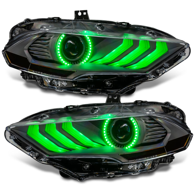 Oracle Lighting 18-23 Ford Mustang Dynamic ColorSHIFT LED Headlights - Black Series NO RETURNS