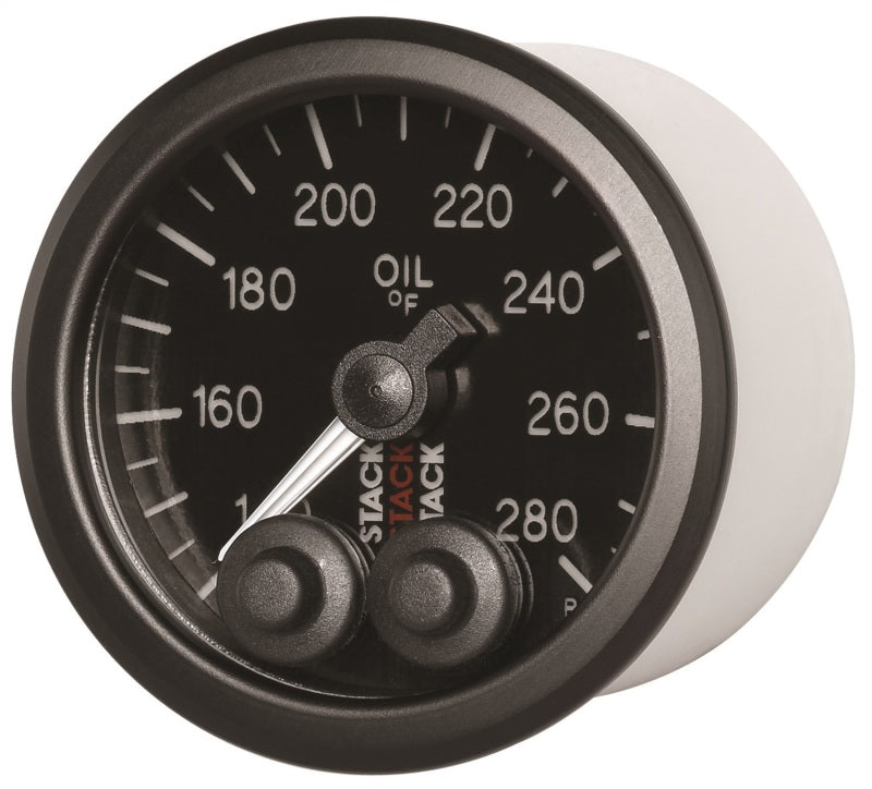 Autometer Stack Instruments 52mm 140-280 Deg F 1/8in NPTF Male Pro Control Oil Temp Gauge - Black