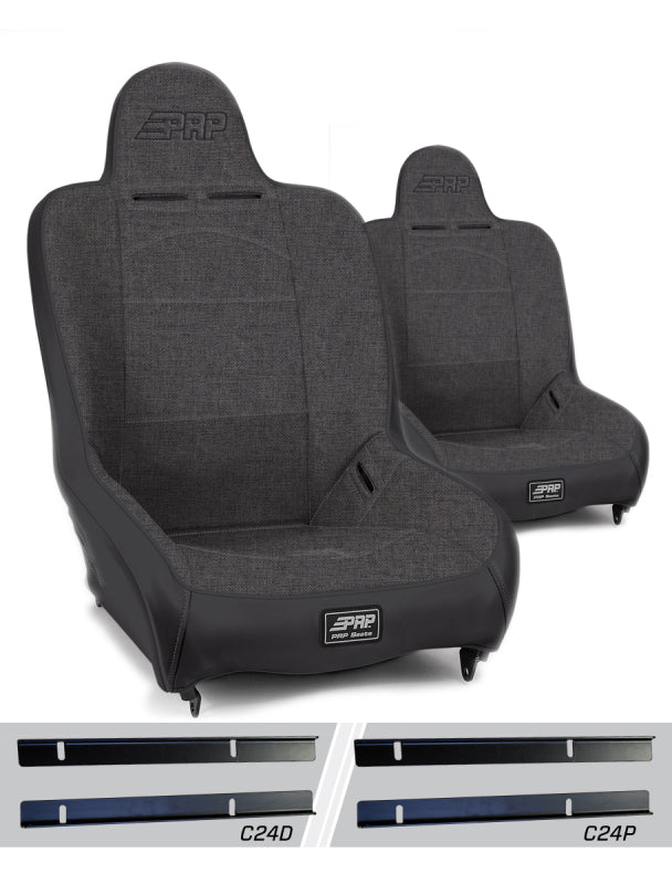 PRP Premier High Back Suspension Seats Kit for 03-06 Jeep Wrangler TJ (Pair) - Gray