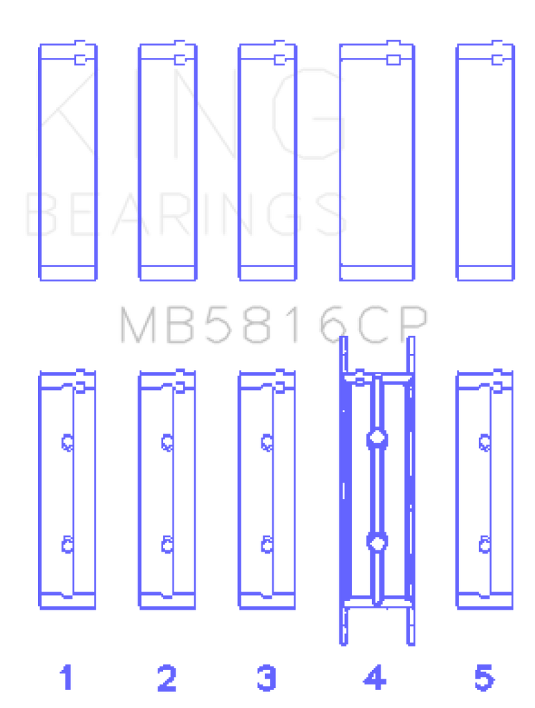 King Engine Bearings Ford 391CI 32V Turbo V8 Power Stroke/ O/S .040in (Size 0.25) Main Bearing Set