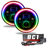 Oracle 7in High Powered LED Headlights - Black Bezel - ColorSHIFT - BC1 NO RETURNS