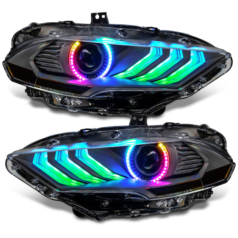 Oracle Lighting 18-23 Ford Mustang Dynamic ColorSHIFT LED Headlights - Black Series NO RETURNS