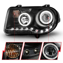 Load image into Gallery viewer, ANZO 2005-2010 Chrysler 300C Projector Headlights w/ Halo Black (CCFL) G2