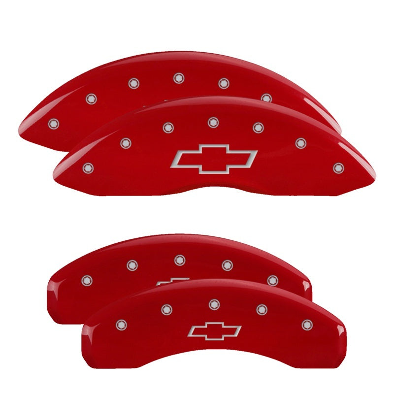 MGP 21-23 Chevrolet Blazer Caliper Cover Engraved F&R Bowtie Red Finish Silver Character - Set of 4