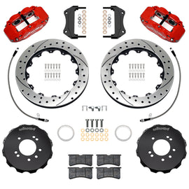 Wilwood 99-02 Nissan Skyline Superlite 6R Front BBK w/ 12.88in Slotted Rotors & Flexlines - Red
