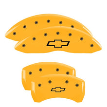 Load image into Gallery viewer, MGP 4 Caliper Covers Engraved Front &amp; Rear Bowtie Yellow finish black ch