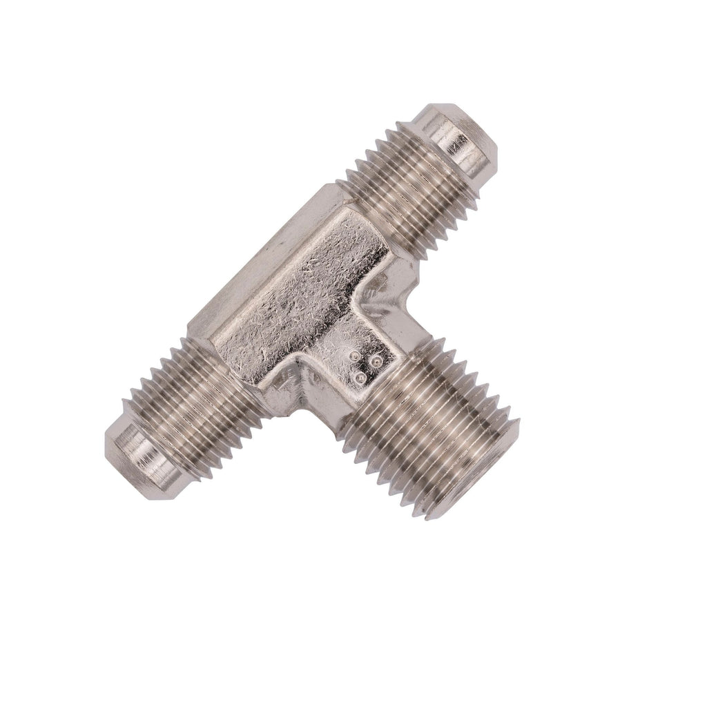 Flo Supply 1/4" NPT x 4AN x 4AN Branch Tee Fitting - Male/Male/Male